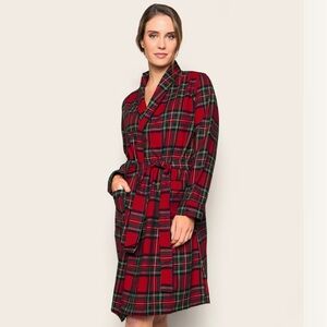 Petite Plume Women's Brushed Twill Robe in Imperial Tartan Size Small